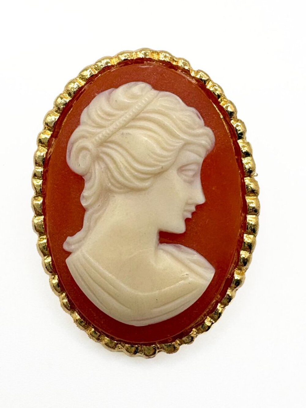 Antique Early 1900s Cameo Brooch Carved Shell Pin